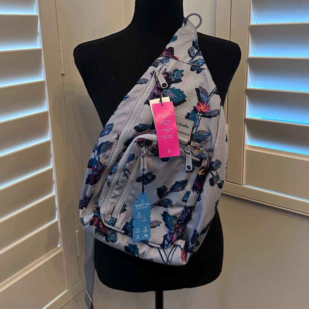 Vera Bradley ReActive Sling Backpack in Neon Ivy